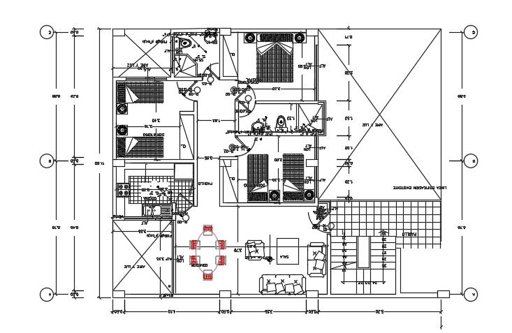 20x12m First Floor Apartment Furniture Layout CAD File