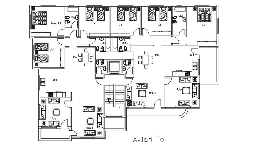 Efficient AutoCAD Plan for 25x18m Apartment Furniture