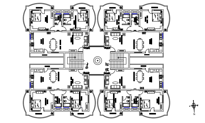 27x20m Ground Floor Apartment Furniture Layout CAD Drawing
