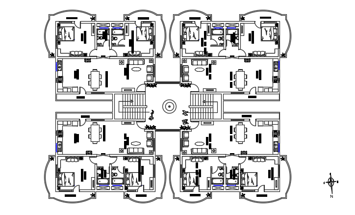 27x20m Second Floor Apartment Furniture Layout CAD Plan