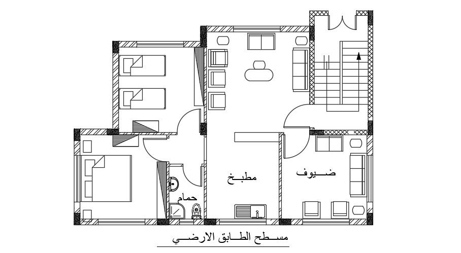 2D House Furniture Layout CAD Plan for AutoCAD file