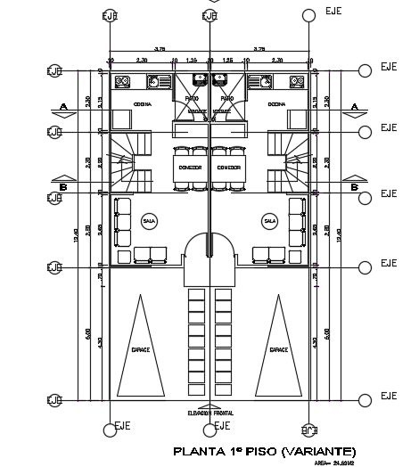 7x8m Ground Floor Furniture Layout in 2D CAD Drawing File