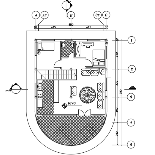 9x12m 3-Story Bungalow Second Floor Room Layout CAD File