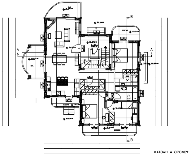 12x13m House Plan AutoCAD 2D Drawing with Furniture Layout
