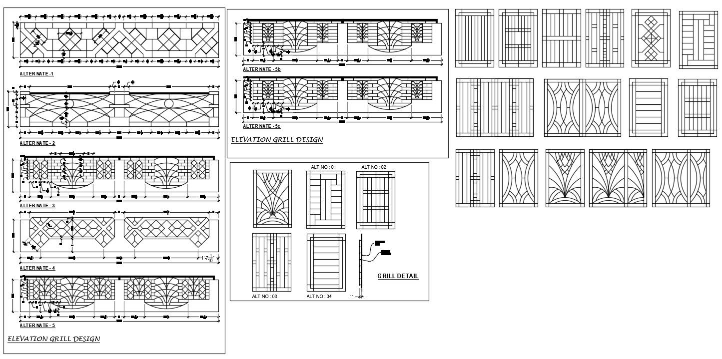 The grill design drawing derived in this AutoCAD file. Download the Autocad file.