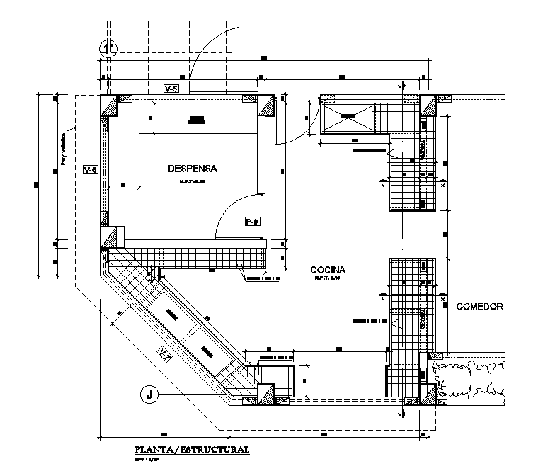 The kitchen floor plan separated in this AutoCAD DWG file. Download this 2d AutoCAD drawing file.
