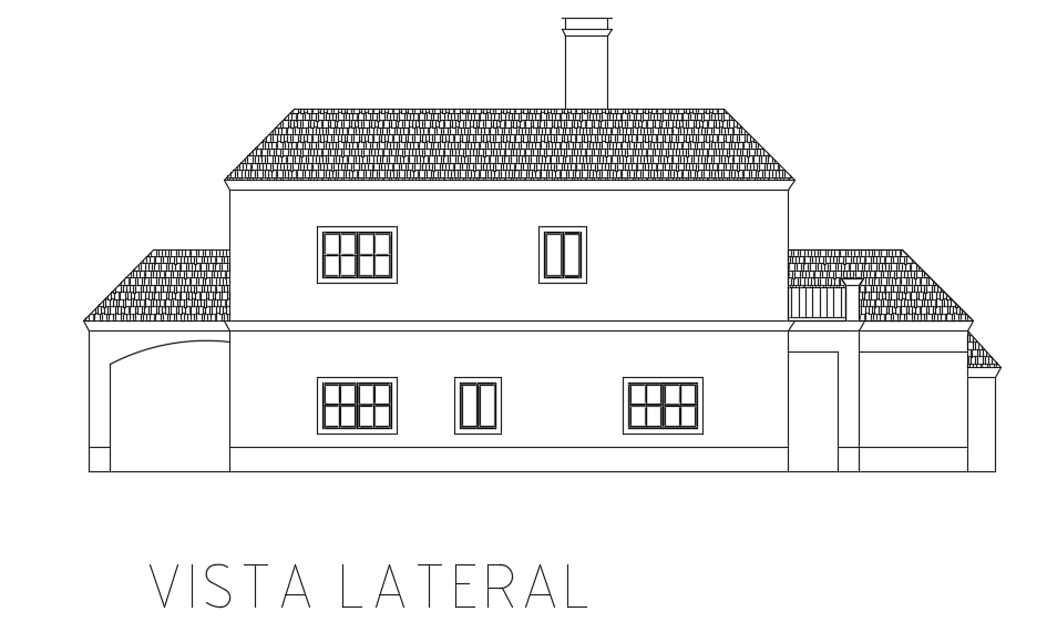 The lateral elevation view of the 19x20m building