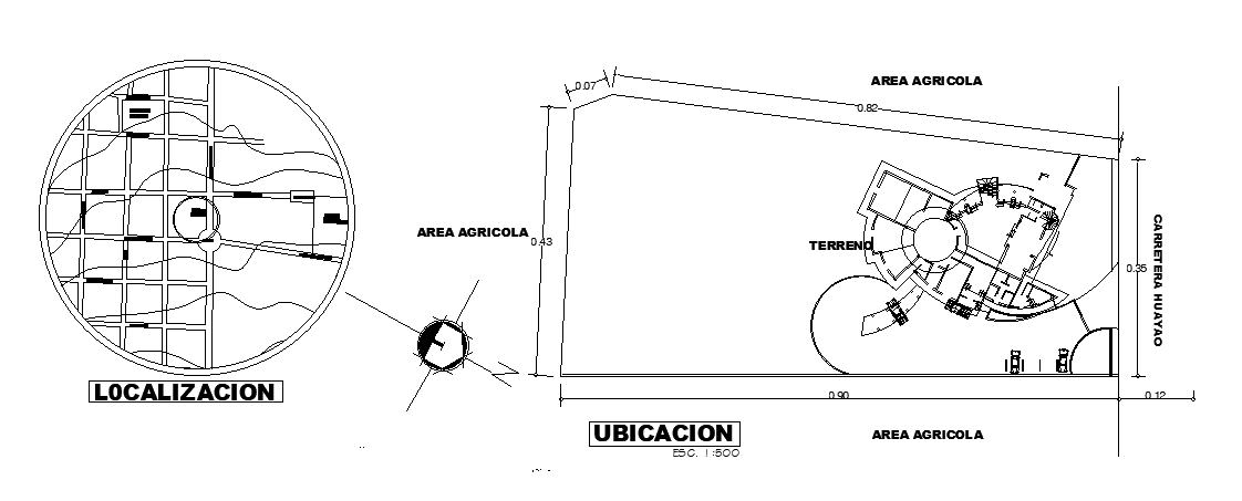 The layout of the 17x10m office cum guest house AutoCAD 2D model