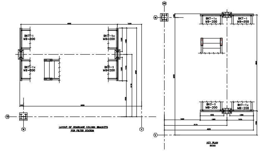 The layout of the staircase column brackets for the filter station is given in this 2D AutoCAD DWG drawing.Download the AutoCAD 2D DWG file. 