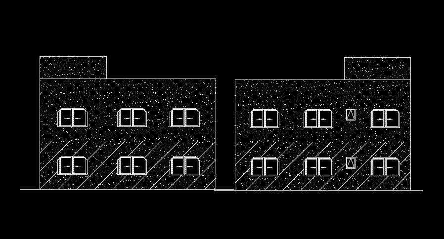 The left and right side elevation view of the 10x11m house building