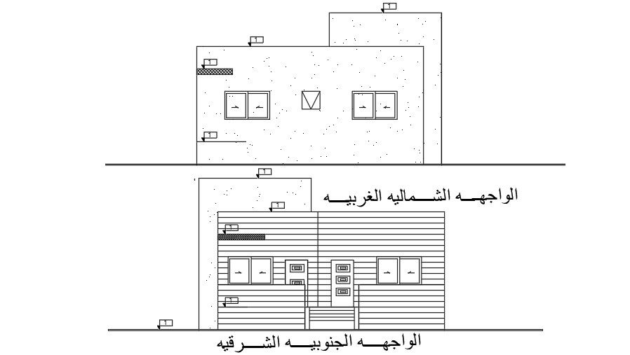 The left and right side elevation view of the 13x10m house building