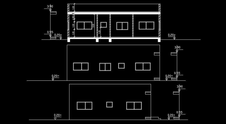 The left and right side elevation view of the 44’x60’ house building AutoCAD drawing