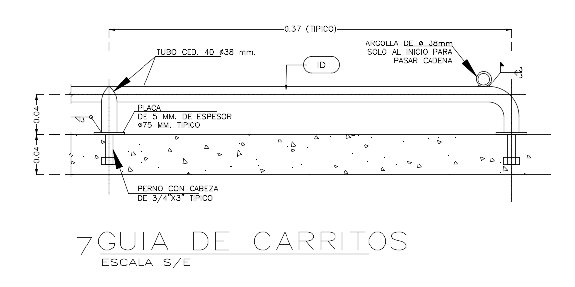The left back section view of the cart guide structure drawing is given in this AutoCAD model. Download now.