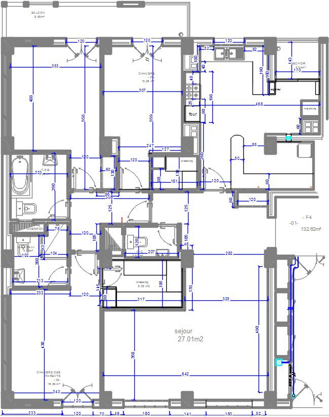 The left side 26x14m house plan portion is given in this 2D AutoCAD file