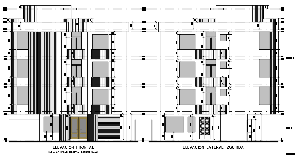 The left side and front elevation view of the 16x12m hotel building