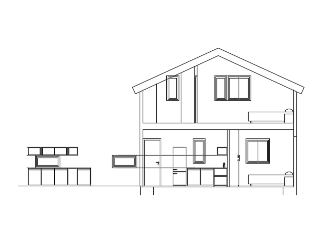 The left side cut section view of the 14x8m house building is given in this file