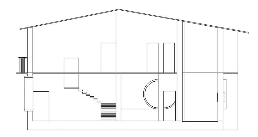 The left side cut section view of the 7x13m house building