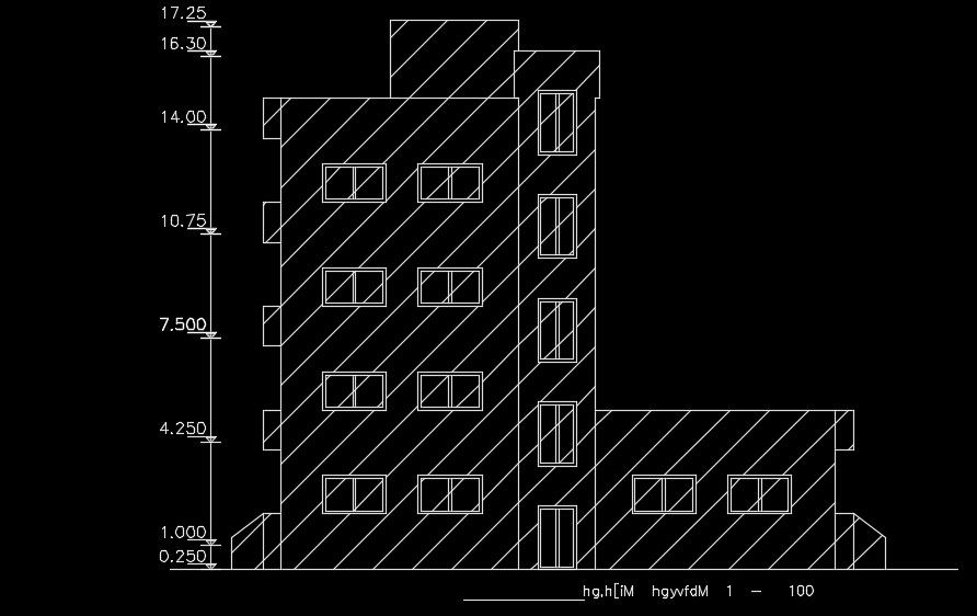 The left side elevation of the 20x18m residential building