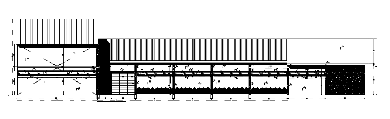 The left side elevation of the 51x53m training center institute building drawing