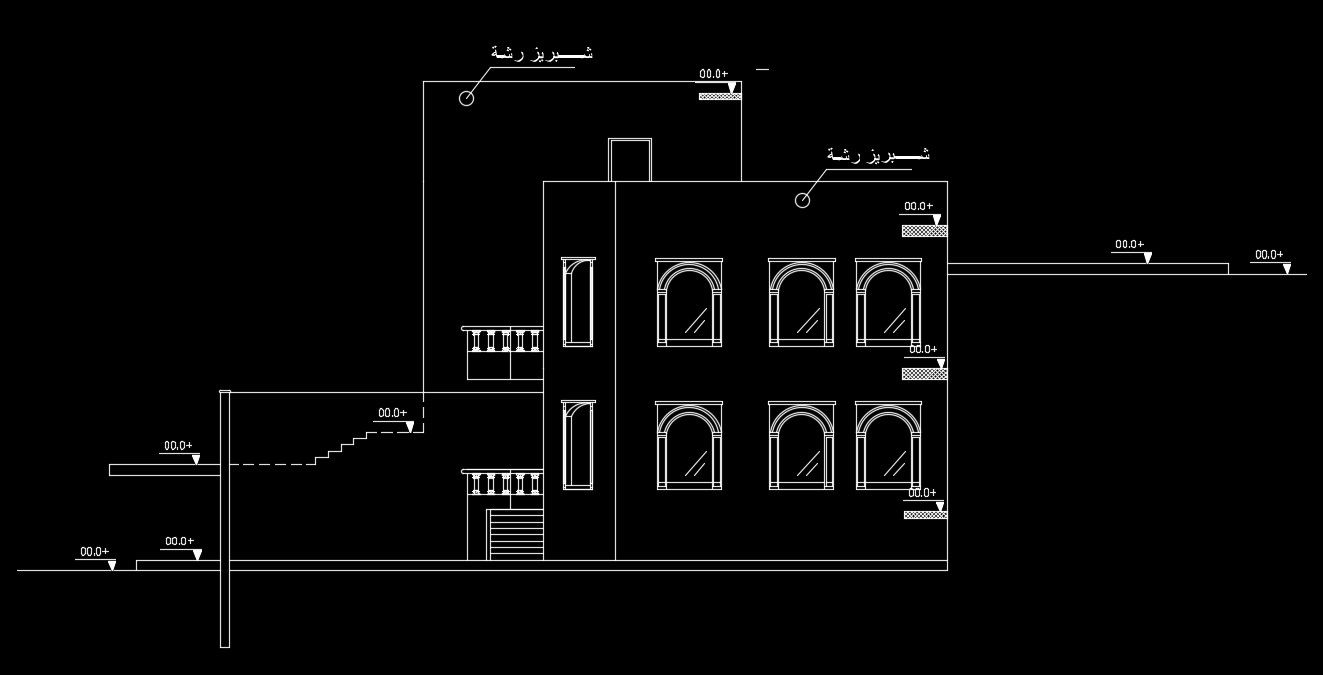 The left side elevation view of the 10x10m house building drawing