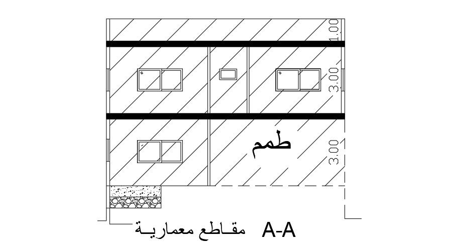 The left side elevation view of the 10x13m residential building