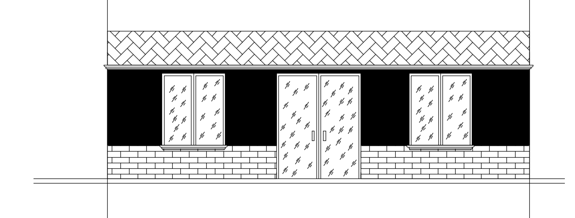 The left side elevation view of the 10x14m 2bhk house building AutoCAD drawing