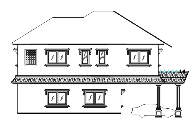 The left side elevation view of the 10x17m residential house building