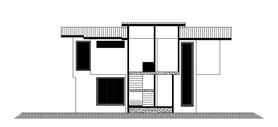 The left side elevation view of the 10x9m two story architecture houses building 2D drawing