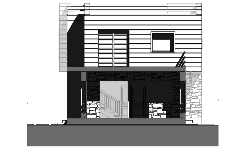 The left side elevation view of the 13x10m double story villa building