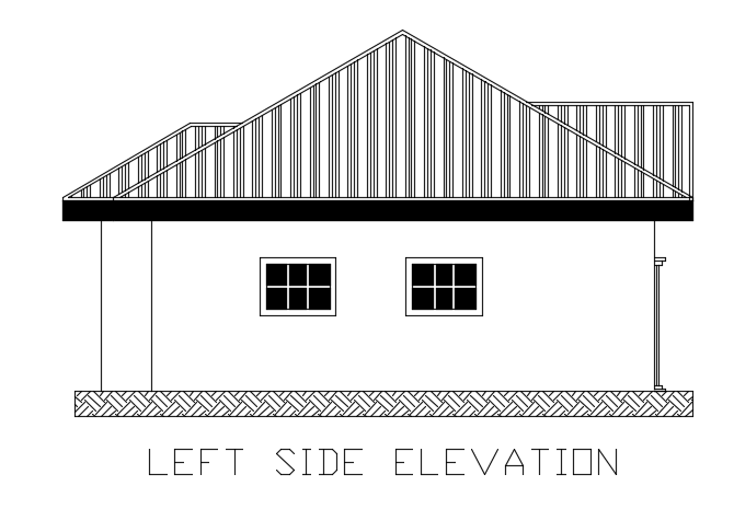 The left side elevation view of the 13x8m home building cad drawing is given in this file