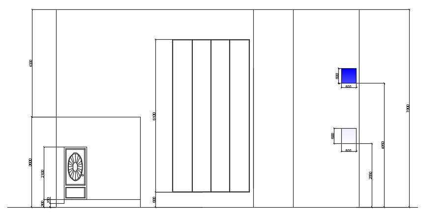 The left side elevation view of the 14x12m house building model