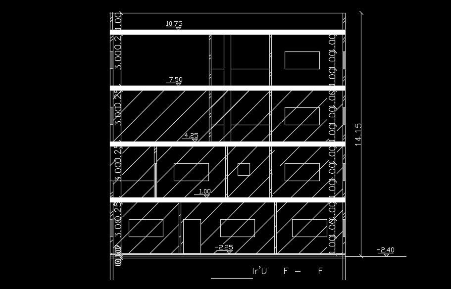 The left side elevation view of the 14x14m architecture house building