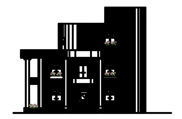 The left side elevation view of the 14x15m house building