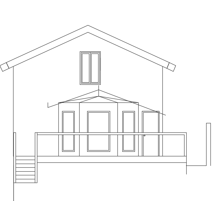 14x8m House Left Side Elevation Drawing in DWG Format