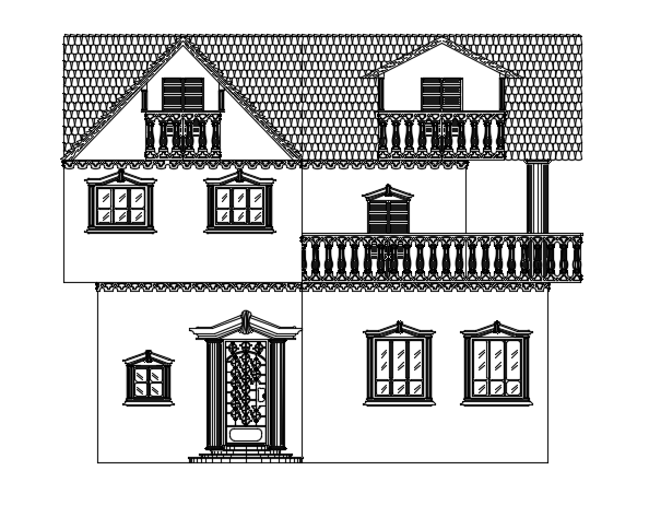 15x15m Double Story House Left Side Elevation DWG Architectural Design