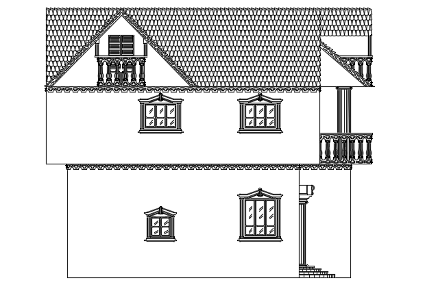 The left side elevation view of the 15x15m house building