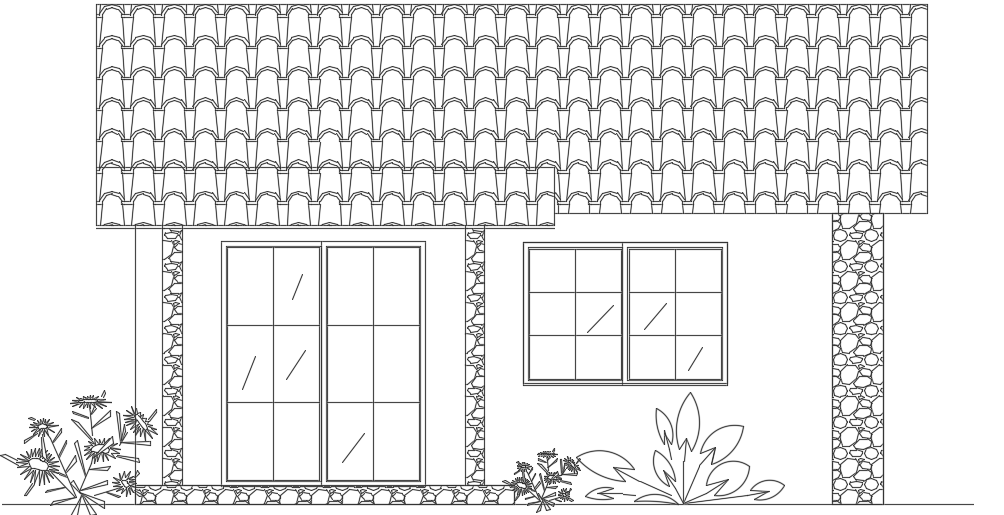 The left side elevation view of the16x7m house building is given in this file