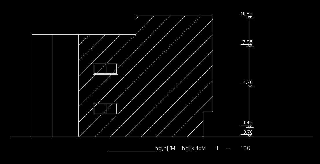 The left side elevation view of the 17x15m architecture house building