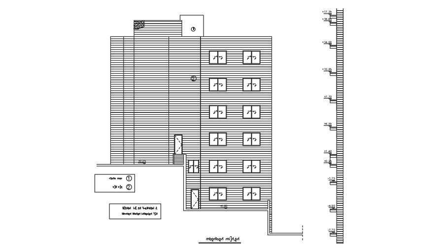The left side elevation view of the 18x16m house building