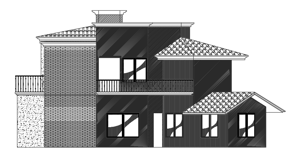 The left side elevation view of the 19x10m house building