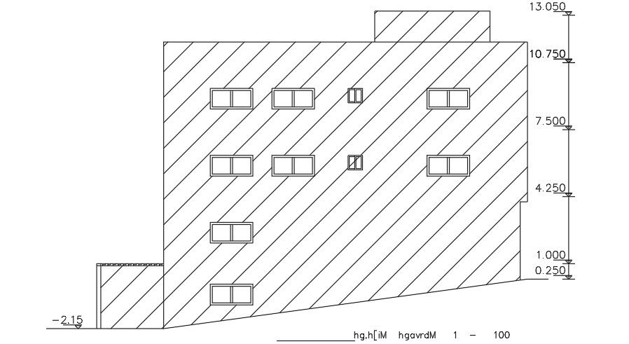 The left side elevation view of the 19x18meter house building download now