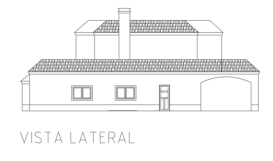 The left side elevation view of the 19x20m house building