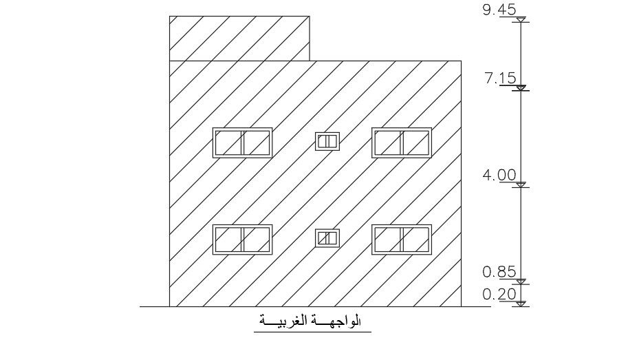 The left side elevation view of the 20x10m duplex house building