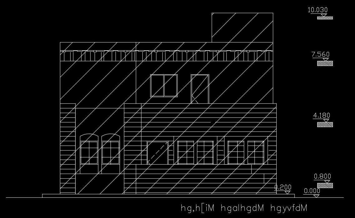 The left side elevation view of the 20x15m house building