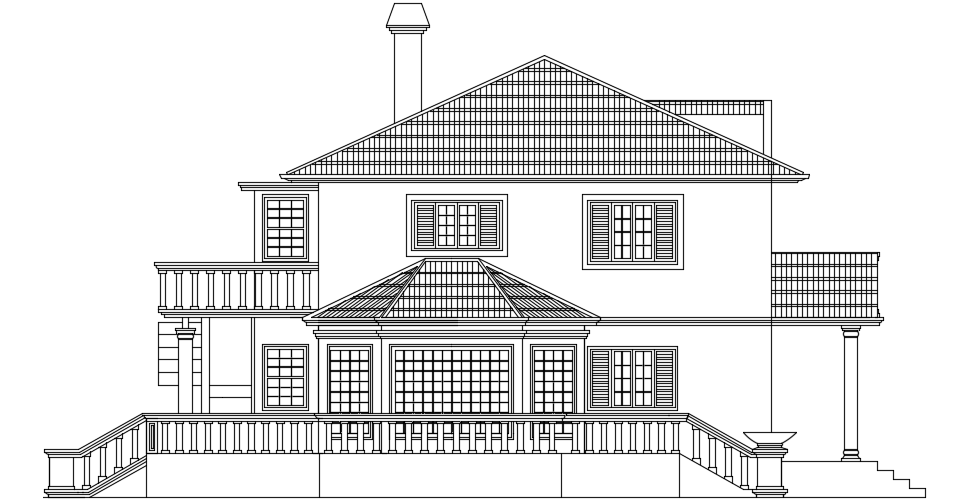 The left side elevation view of the 21x14m house building