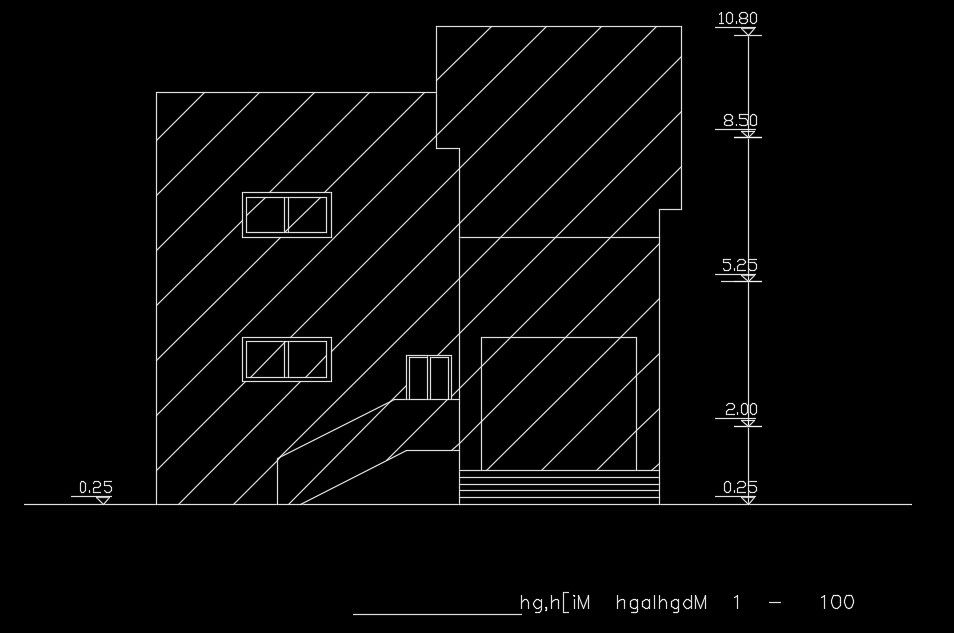 The left side elevation view of the 22x11m house building