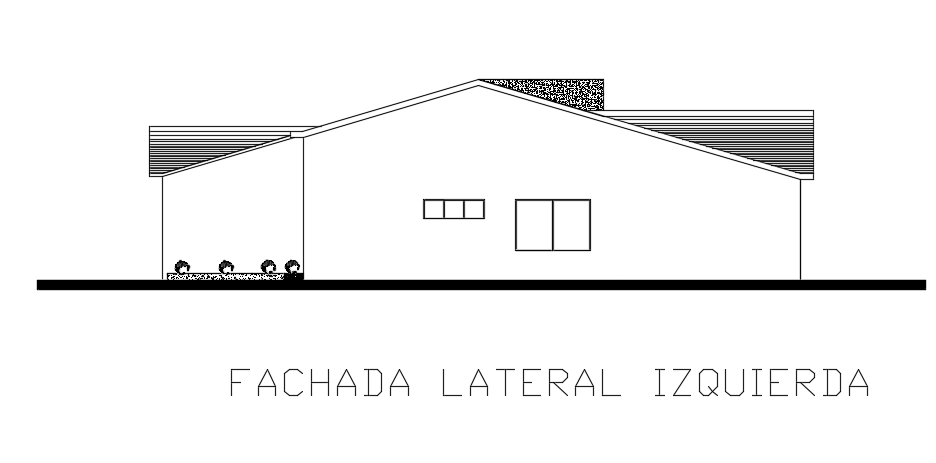 The left side elevation view of the 22x22m architecture house building