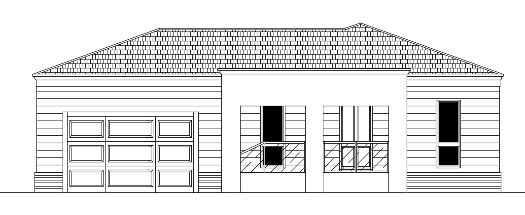 The left side elevation view of the 22x6m home building
