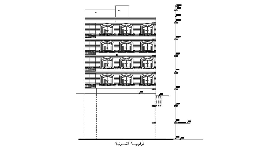 The left side elevation view of the 24x14 Meter Apartment building