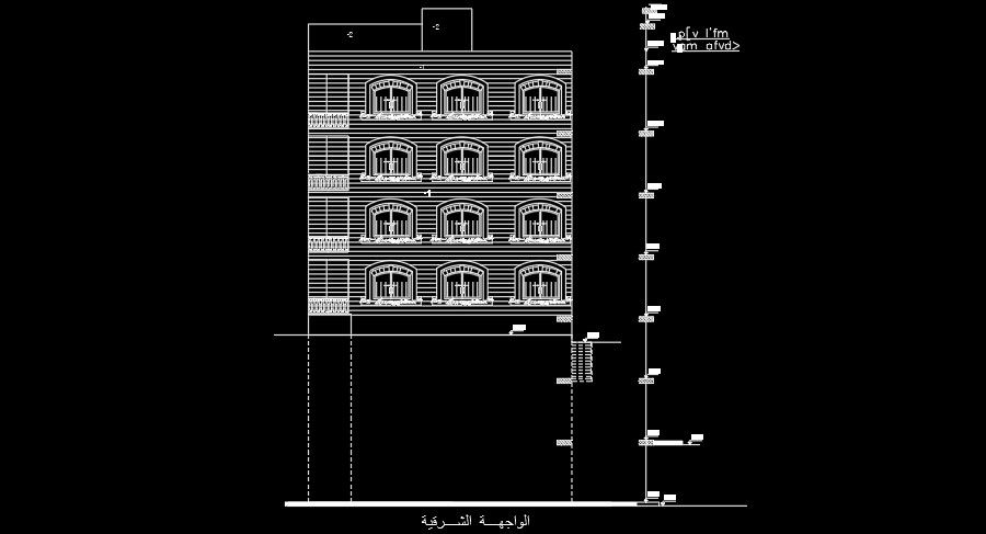 The left side elevation view of the 24x14m house building AutoCAD drawing
